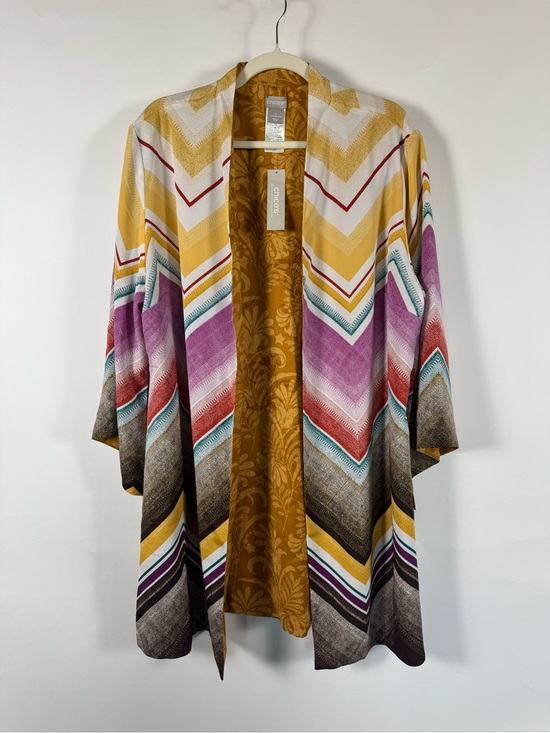 Chico's Other - Chico's NWT Reversable Kimono Jacket Size 3 Chevron Vibrant Layering Flowy Boho